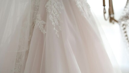 Canvas Print - bride's wedding dress from the back close-up