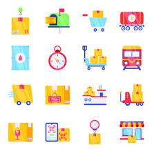 Pack Of Parcels Flat Icons

