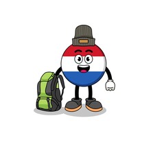 Illustration Of Netherlands Flag Mascot As A Hiker