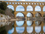 The magnificent Pont du Gard, an ancient Roman aqueduct bridge, Vers-Pont-du-Gard in southern France. Built in the first century AD to carry water to the Roman colony of Nemausus (Nîmes)