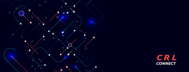 Geometric network graphic illustration. Vector innovation connect circles. Flat future engineering elements