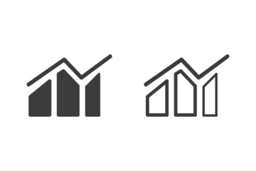 Wall Mural - Report graph icon vector illustration glyph style design with 2 style icons black and white. Isolated on white background.