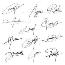 Collection Of Vector Signatures Fictitious Autograph. Signature For Convention.