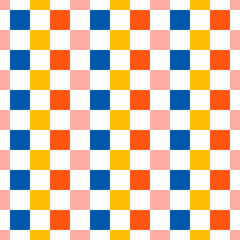 Wall Mural - Retro seamless pattern with colorful checkerboard.
