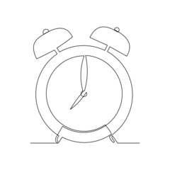 Wall Mural - continuous single one line drawing of vintage alarm clock bell vector illustration