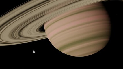 Wall Mural - 3d render, gas giant planet in deep space. saturn planet and rings close-up