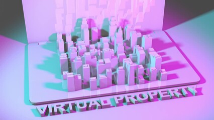 Wall Mural - NFT Virtual property metaverse land minted on the blockchain NFTs technology