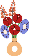 Wall Mural - flower bouquet in modern vase colored illustration