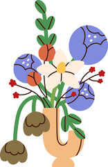 Wall Mural - blossomed flowers bouquet in vase illustration