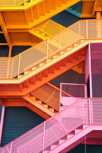 Colorful Stairs Near Building In City