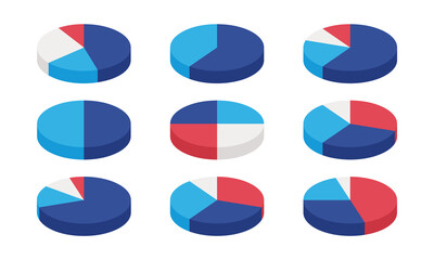 modern 3d pie chart infographic set