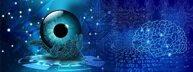 Cogs gears The concept of coding eye vision, circuit industrial business background. banner background. vector illustration.