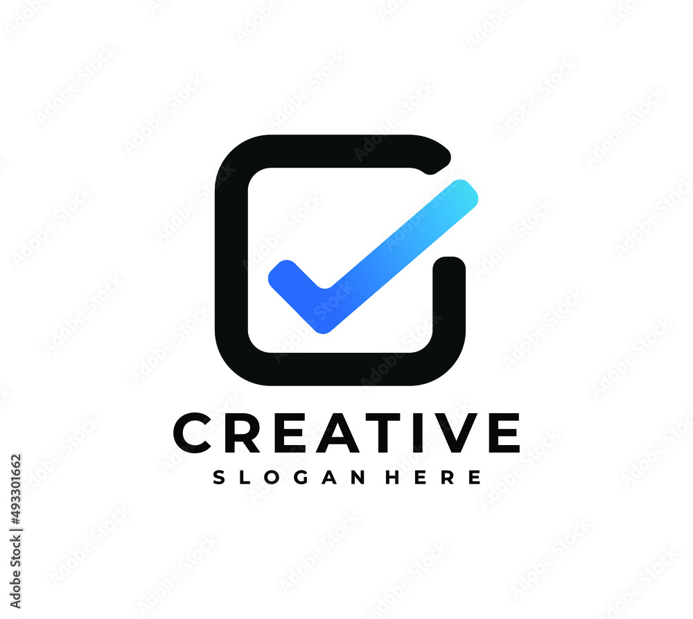 Check In Logo Design Check mark Logo Design Inspiration Stock Vector | Adobe Stock