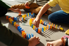 Kids Doing Circuit With Dominoes 