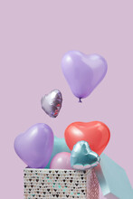 Gift With Heart Shaped Balloons