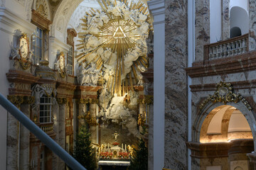 Wall Mural - Interior of famous baroque St. Charles Church or Karlskirche in Vienna, Austria. January 2022