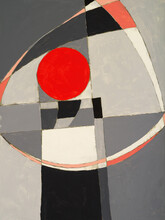 An Abstract Painting In Reds And Greys.