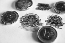 Retrace Euro Coins With Pencil