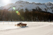 Vintage sports car on the frozen lake of St moritz