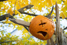 Halloween Jack-O-Lantern Head On A Spike