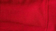 Red Woven Fabric Texture Background With Copy Space For Image Or Text. Red Textile Canvas Abstract