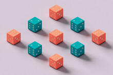 Isometric View Of Gambling Dice. 3d Render