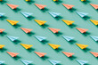 © Giada Canu/Stocksy - 3d pattern of paper planes on blue background