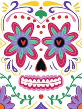 Día De Muertos Mexican Skulls Illustration