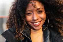 Energetic Woman With Afro Hair Showing Positive Emotion