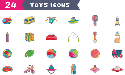 Sticker - Set of different toy icons Vector