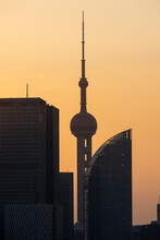 Oriental Pearl TV Tower, Shanghai Landmark, China.
