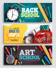 Back To School Vector Banner Design. Back To School Text With Art Creative Elements In Chalk Board Background For Education Items Sale Advertisement. Vector Illustration.
