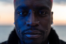 Serious Black Man With Piercing On Face