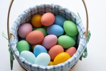 Colorful Easter Eggs In Basket