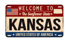 Welcome To Kansas Vintage Rusty License Plate