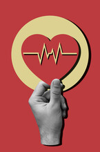 Hand Hold Heart Witg Ekg Graphic