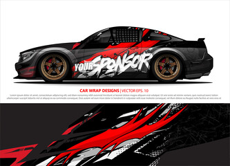 Race car wrap design vector for vehicle vinyl sticker and automotive decal livery
