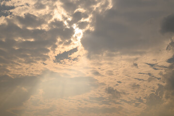 Wall Mural - Beautiful sky with cloud and sunlight before sunset, Natural background
