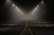 © Ronnie Comeau/Stocksy - Foggy Road with Street Lamps