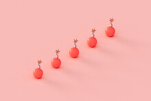 A Row Of Pink Bombs With Large Copy Space,