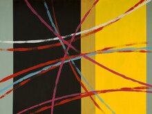 An Abstract Painting Composed Of Arcs And Stripes.