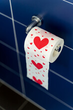 Red Hearts On Toilet Paper