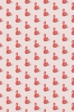 Easter Seamless Pattern Of Pink Toy Flamingos