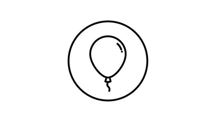 Balloon line icon inside circle, party decoration, line icons, black and white outline.