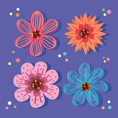Wall Mural - four spring season flowers