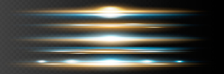 Wall Mural - Red horizontal lens flares pack. Laser beams, horizontal light rays. Beautiful light flares. Glowing streaks on dark background.