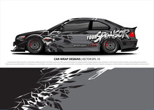 Car Wrap Design. Simple Lines With Abstract Background Vector Concept For Vehicle Vinyl Wrap And Automotive Decal Livery