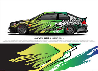 Car wrap decal design vector. abstract Graphic background kit designs for vehicle, race car, rally, livery, sport car
