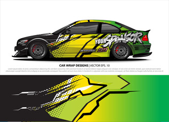 Car wrap decal design vector. abstract Graphic background kit designs for vehicle, race car, rally, livery, sport car
