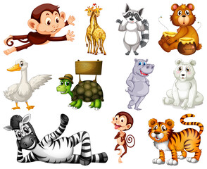 Wall Mural - Set of animal cartoon character